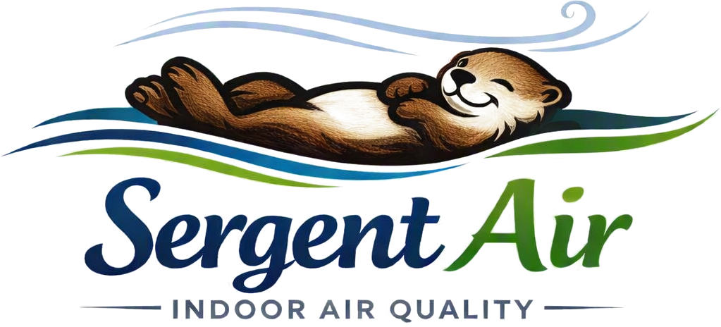 Sergent Air logo: an otter floating on waves of fresh air